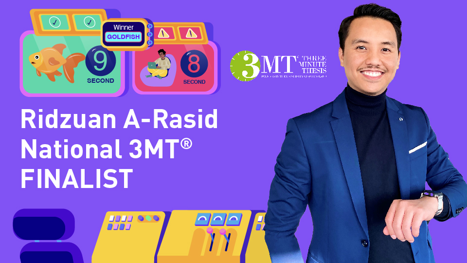 Ridzuan A-Rasid, who is pitching to win the National Three Minute Thesis (3MT®) competition